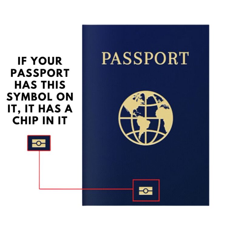 e-passport with NFC chip symbol