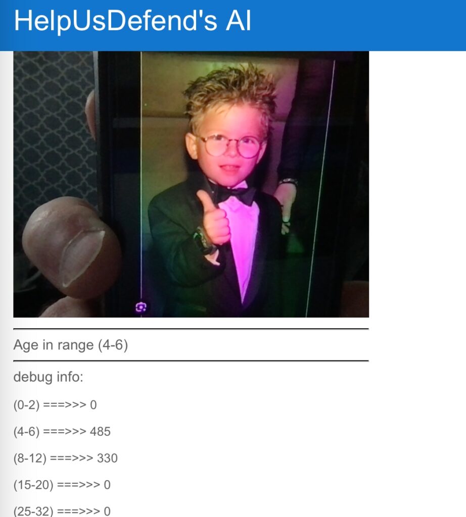 The image of child actor Jonathan Lipnicki is held up to a camera on a computer which is assessing the age of the child, just from looking at the face of the child.